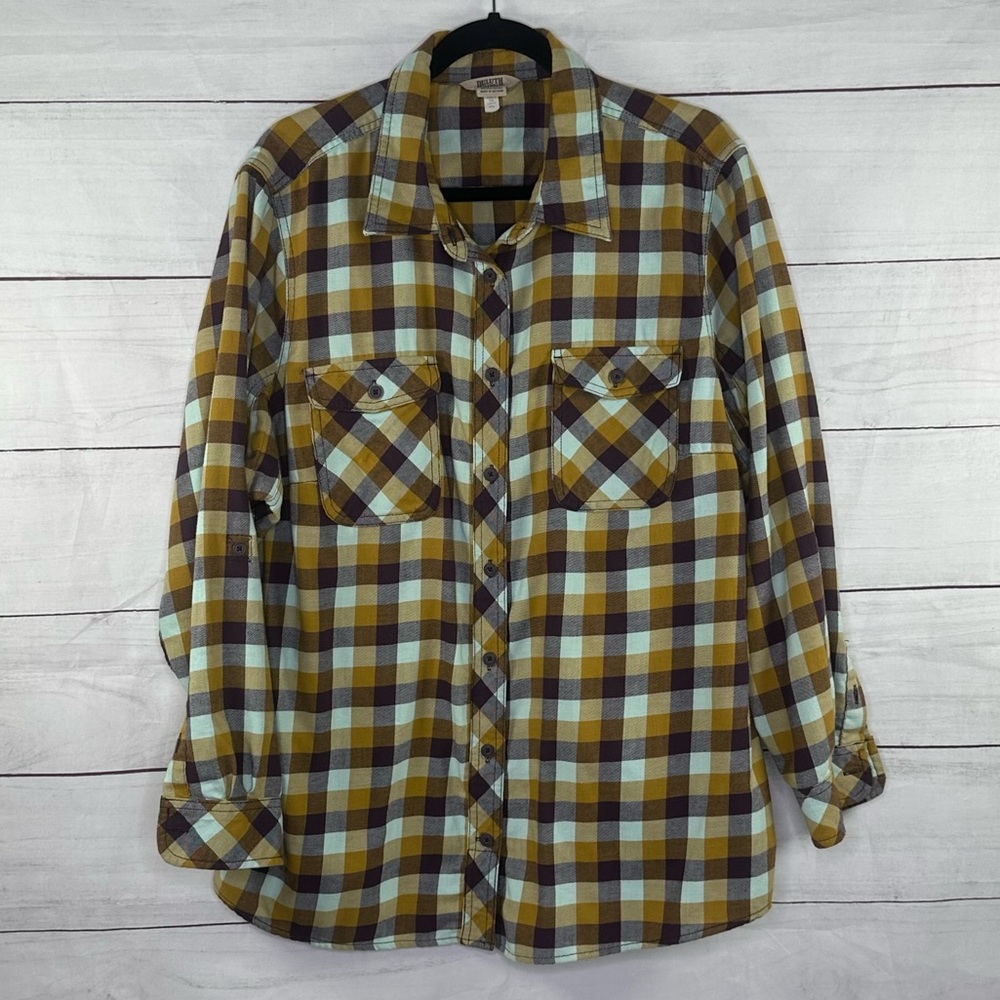 Duluth Trading Co. Women's Plaid Flannel Button Down Long Sleeve Shirt Sz 2X
